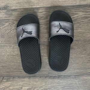 Black puma slides. Worn once